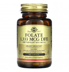 Фолієва кислота, Folate, Solgar, фолат, 1333 мкг DFE (800 мкг), 100 таблеток