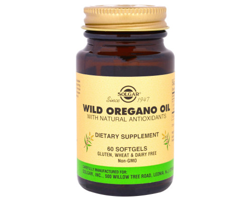Олія орегано дикого, Wild Oregano Oil, Solgar, 175 мг, 60 м'яких капсул