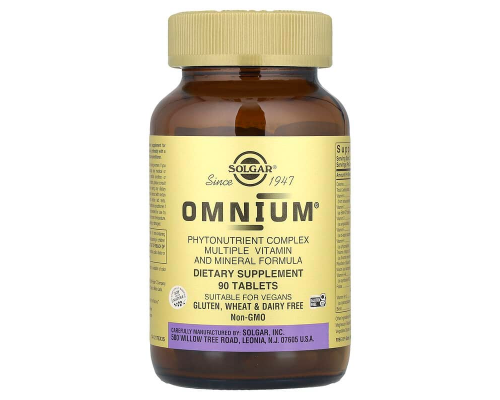 Омніум, мультивітаміни та мінерали, Omnium, Phytonutrient Complex, Solgar, 90 таблеток