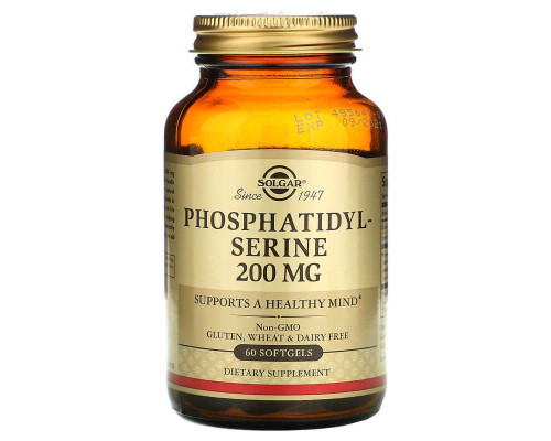 Фосфатидилсерін, Phosphatidylserine, Solgar, 200 мг, 60 гелевих капсул