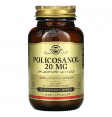 Полікозанол (Policosanol), Solgar, 20 мг, 100 вегетаріанських капсул