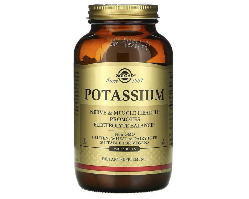 Калій, Potassium, Solgar, 250 таблеток