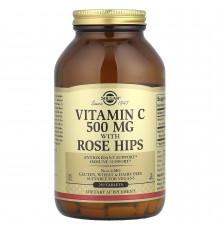 Вітамін С із шипшиною, Vitamin C With Rose Hips, Solgar, 500 мг, 250 таблеток
