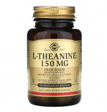 Теанін, L-Theanine, Solgar, вільна форма, 150 мг, 60 вегетаріанських капсул