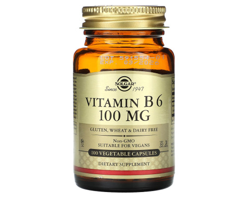 Вітамін В6, Vitamin B6, Solgar, 100 мг, 100 вегетаріанських капсул