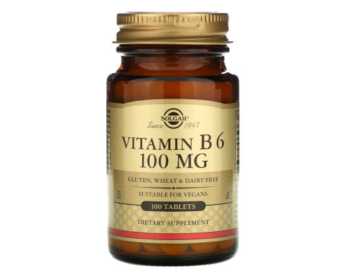 Вітамін В6, Vitamin B6, Solgar, 100 мг, 100 таблеток