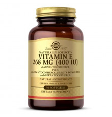 Вітамін Е, Vitamin E, Solgar, натуральний, 268 мг (400 МО), 50 гелевих капсул
