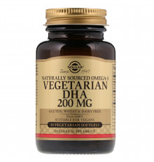 ДГК вегетаріанська, Омега-3, Naturally Sourced Omega-3, Solgar, 200 мг, 50 гелевих капсул