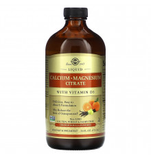 Кальцій, магній, D3, Calcium Magnesium Vitamin D3, Solgar, апельсин, ваніль, цитрат, рідкий, 473 мл