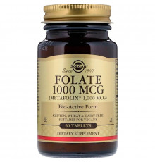 Фолат, метилфолат, Folate, Solgar 1000 мкг, 60 таблеток