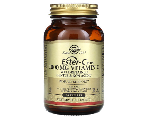 Естер-С плюс, Ester-C Plus, Solgar, вітамін C, 1000 мг, 60 таблеток