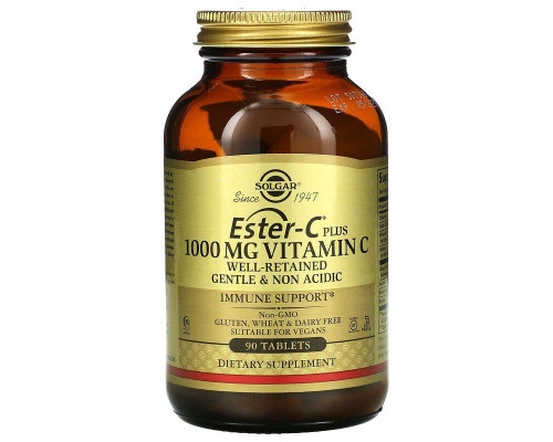 Естер-С плюс, Ester-C Plus, Solgar, вітамін C, 1000 мг, 90 таблеток
