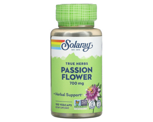 Пасифлора, Passion Flower, Solaray, 350 мг, 100 капсул