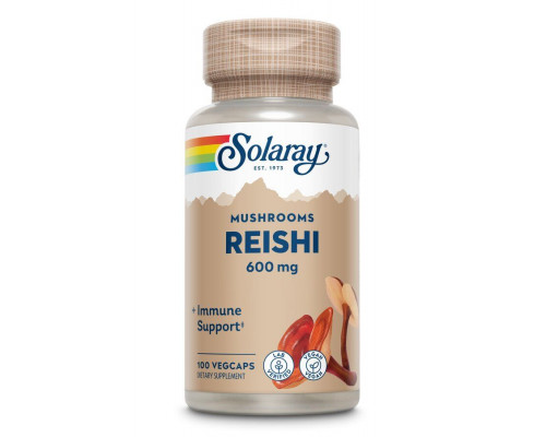 Гриби рейші, Reishi Mushroom, Solaray, 600 мг, 100 рослинних капсул