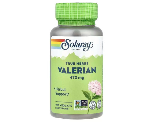Валеріана, Valerian, Solaray, 470 мг, 100 рослинних капсул