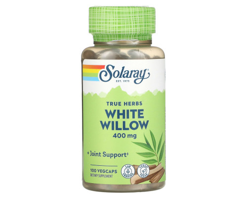 Біла верба, White Willow Bark, Solaray, 400 мг, 100 капсул
