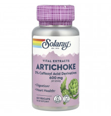 Артишок, экстракт листьев, Artichoke Leaf Extract, Solaray, 600 мг, 60 растительных капсул (300 мг в капсуле)