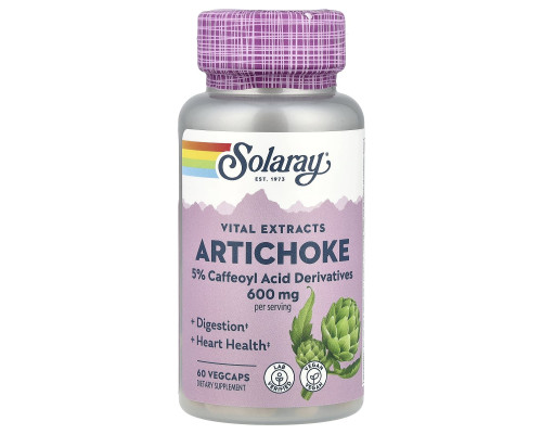 Артишок, екстракт листя, Artichoke Leaf Extract, Solaray, 300 мг, 60 капсул