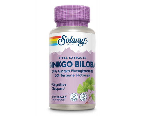 Гінкго білоба, Ginkgo Biloba Leaf Extract, Solaray, 60 мг, 60 вегетаріанських капсул