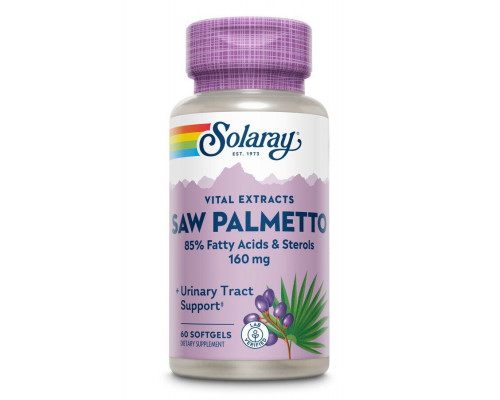 Со пальметто, екстракт ягід, Saw Palmetto, Solaray, 160 мг, 60 гелевих капсул