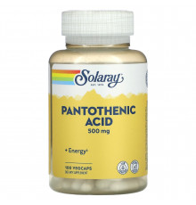 Пантотенова кислота, Pantothenic Acid, Solaray, 500 мг, 100 вегетаріанських капсул