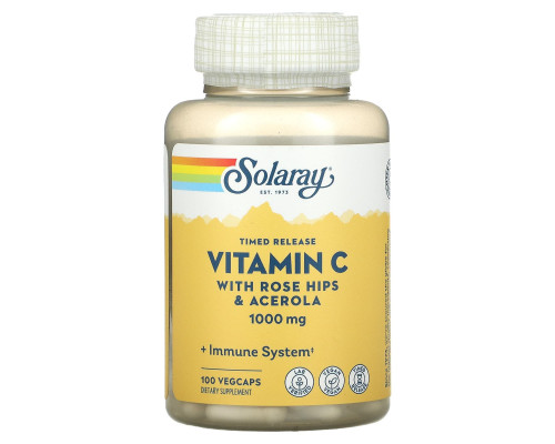 Вітамін С, Vitamin C, Solaray, двофазне вивільнення, 1000 мг, 100 капсул