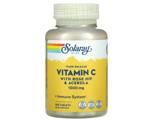 Вітамін С, двофазне вивільнення, Vitamin C, Solaray, 1000 мг, 100 таблеток