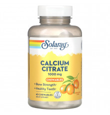 Цитрат кальцію, Calcium Citrate, Solaray, 1000 мг, смак апельсина, 60 жувальних таблеток