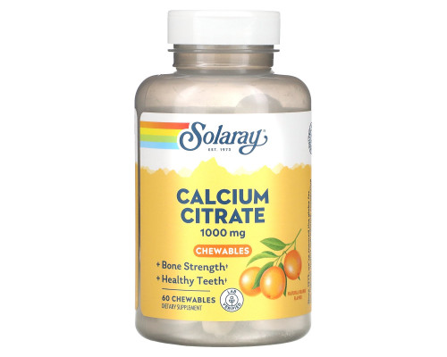 Цитрат кальцію, Calcium Citrate, Solaray, 1000 мг, смак апельсина, 60 жувальних таблеток
