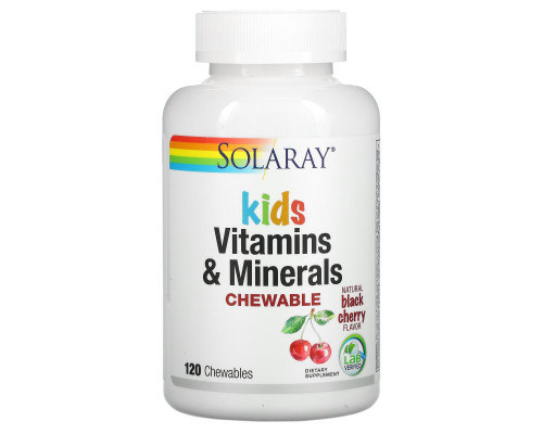 Мультивітаміни для дітей, Children's Vitamins and Minerals, Solaray, смак вишні, 120 таблеток