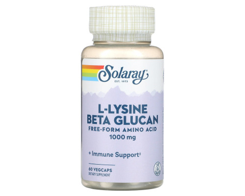 Лізин і бета-глюкан, L-Lysine & Beta Glucan, Solaray, 1000 мг, 60 капсул
