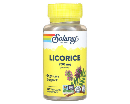 Корінь солодки, Organically Grown Licorice, Solaray, 450 мг, 100 капсул
