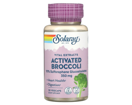 Брокколі, активоване екстракт насіння, Broccoli, Solaray, 350 мг, 30 вегетаріанських капсул