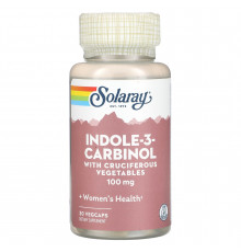 Індол-3-карбінол, підтримка балансу естрогену, Indole-3-Carbinol, Solaray, 100 мг, 30 вегетаріанських капсул