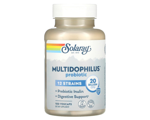 Пробіотик, Multidophilus 12, Solaray, 20 млрд КУО, 100 капсул