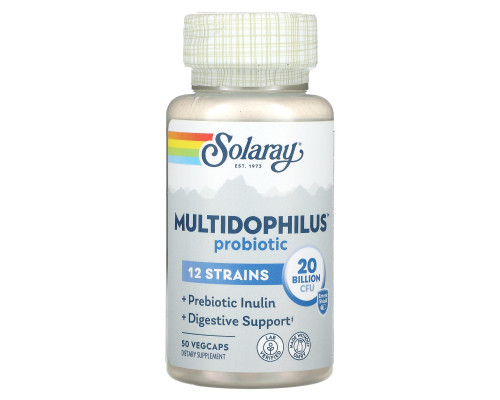 Пробіотик, Multidophilus 12, Solaray, 20 млрд КУО, 50 капсул