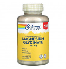 Магній гліцинат, Magnesium Glycinate, Solaray, висока абсорбція, 350 мг, 120 вегетаріанських капсул