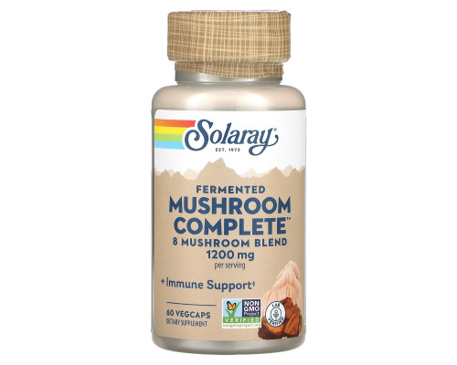 Лікувальні гриби, суміш, Mushroom Complete, Solaray, органік, ферментовані, 600 мг, 60 вегетаріанських капсул