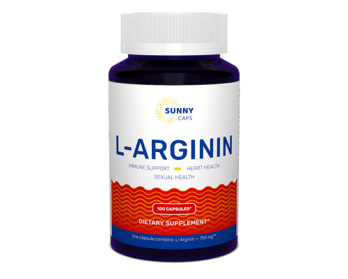 L-аргінін, L-аrginine Powerfull, Sunny Caps, 750 мг, 100 капсул