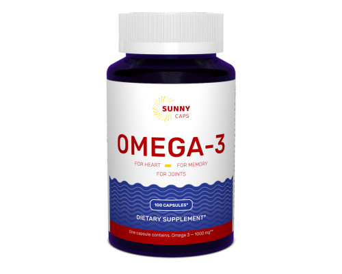 Омега-3, риб'ячий жир, Omega-3 Activ Powerfull, Sunny Caps, 1000 мг, 100 гелевих капсул