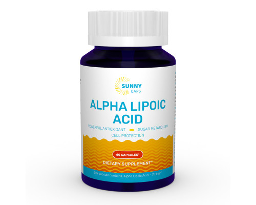 Альфа-ліпоєва кислота, Alpha-Lipoic Acid Powerfull, Sunny Caps, 60 капсул
