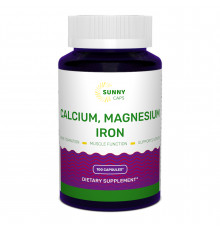 Кальций, магний, железо, Calcium, Magnesium and Iron Powerful, Sunny Caps, 100 капсул