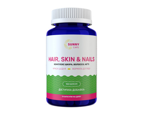 Комплекс шкіра, волосся, нігті, Hair, Skin & Nails Complex Powerfull, Sunny Caps, 100 капсул