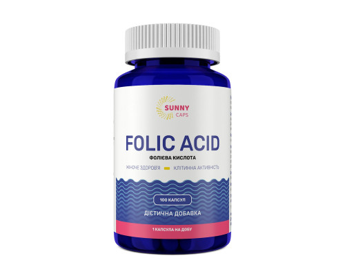 Фолієва кислота, Folic Acid Powerfull, Sunny Caps, 400 мкг, 100 капсул