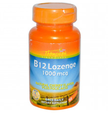 Витамин B12, Vitamin B12, Thompson, вкус вишни, 1000 мкг, 30 леденцов