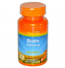 Биотин, Biotin, Thompson, 800 мкг, 90 таблеток