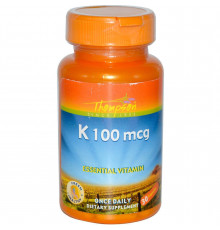 Витамин К, Vitamin K, Thompson, 100 мкг, 30 капсул