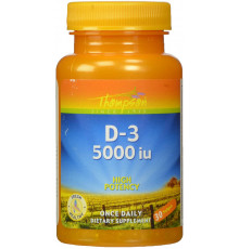 Витамин Д-3, D-3, Thompson, 5000 МЕ, 30 гелевых капсул