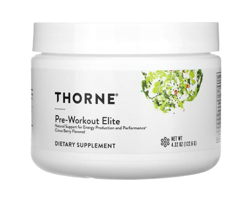 Передтренувальний комплекс, Pre-Workout Elite, Thorne, цитрус та ягоди, 122,6 г