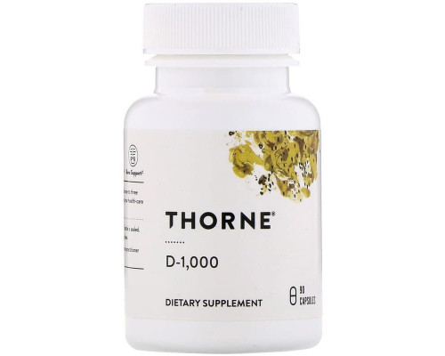 Вітамін D3, Vitamin D, Thorne, 1000 МО, 90 капсул (25 мг на капсулу)